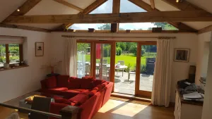 Image of SLEEPS 8 Contemporary Oak Frame Home Large Garden Rural AONB Far Reaching View