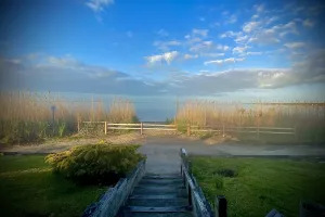 Image of Waterfront & private beach  Scandinavian style house near Bellport, NY