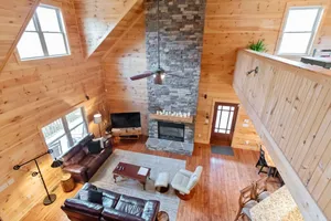 Image of Cozy cabin with indoor fireplace