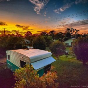 Image of Bohemian Vintage King Bed Caravan w Hydrotherapy Spa & 5m Bell Tent w Queen Bed