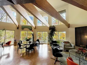 Image of Osseo Lake Lodge  Unique Octagon Home with Sunset Views & Private Waterfront