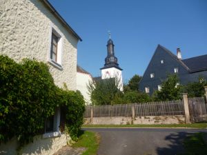 Image of Historic farmhouse in rural village in northern Bavaria Landscape