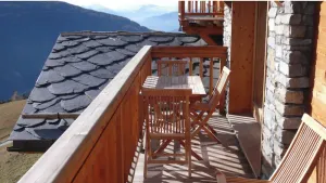 Image of Recent typical chalet, south-facing terrace, breathtaking VIEW of the Tarentaise Valley