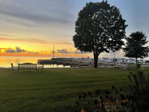 Image of Sister Bay Waterfront \n2BR\/2BA \nGround level porch, lawn, pier, waterfront