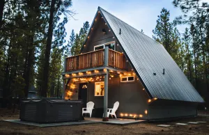 Image of Modern A-Frame Cabin close to Bend, Crater Lake, Mt Bachelor ski resort
