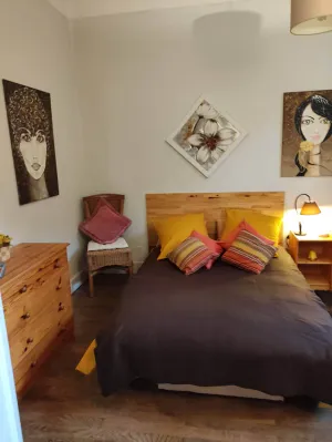 Image of Nice bedroom with dressing room in beautiful apartment