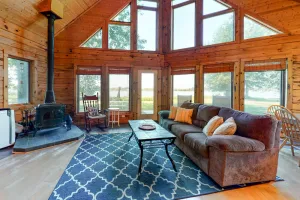 Image of Private island getaway with beach access, lake views, wood stove, and WiFi