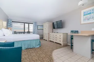 Image of Oceanfront suite with bay-view balcony, full kitchen, AC & firepit