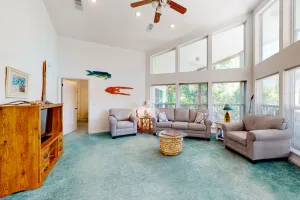 Image of Snowbird-friendly home near the beach with deck, outdoor shower, W\/D