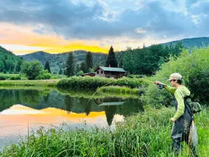 Image of Waterfront Rocky Mt. Cabin on 50 acres & 2 fishing ponds: Mt. Evans, Ski Country