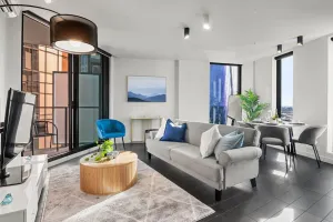 Image of Rooftop Pool 2BR Apartment at Marvel Stadium with Free Parking