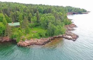 Image of Classic Vintage Log Cabin on Lake Superior