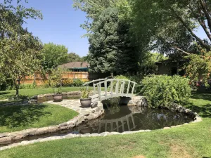 Image of Charming west Bishop studio guest house in garden setting.