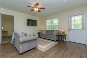 Image of Smart TV's and BBQ Grill off the back deck!