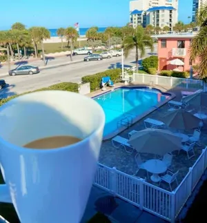 Image of Gulf views from your large private sundeck ~ Beachside 2BR condo with pool. 1106
