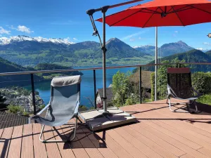 Image of Magnificent mountain & lake views on the Rigi. At the famous mountain railroad