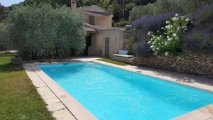 Image of Beautiful house surrounded by nature with swimming pool