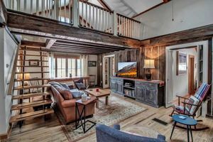 Image of Rustic Cabin Wood Fireplace & Large Deck