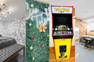 Image of Cherry Street with CARPORT - Arcade Game & Artsy - KING bed - Great Location