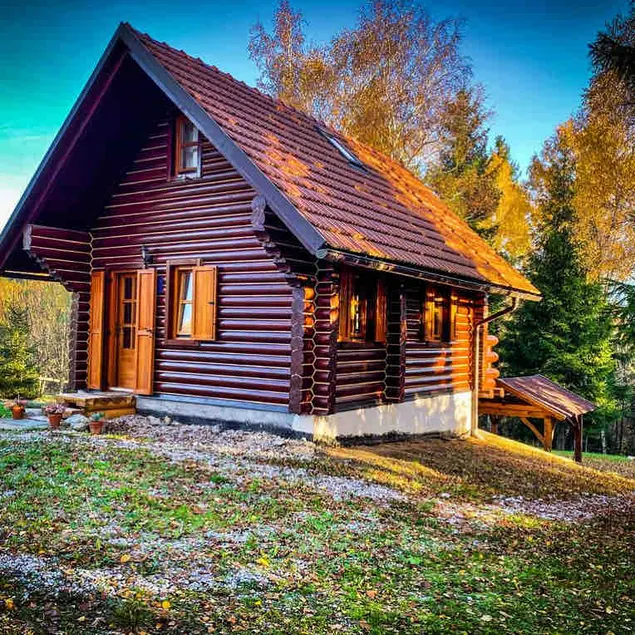 Pine Lodge - isolated mountain wooden log house - Image 1