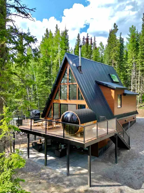 Modern Rustic A-Frame Cabin with Barrel Sauna - Image 1