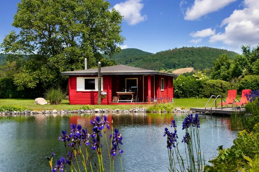 Romantic Wooden Lodge with new large natural pool - Image 1