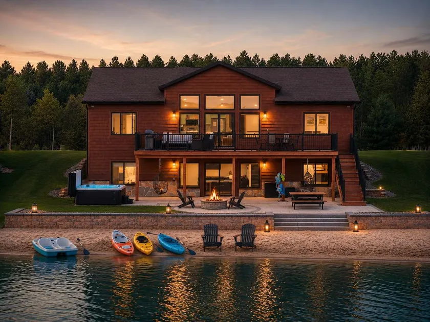 Lakefront Home w/Hot Tub & Beach – Sleeps 20 - Image 1