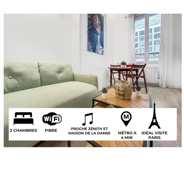 Renovated 2-bedroom apartment, close to Villette, Zénith, metro and Paris - Image 1