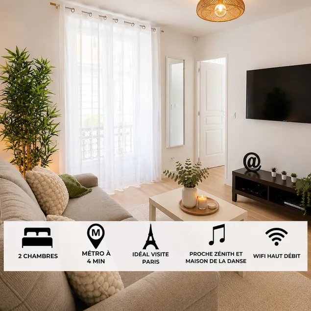 Bright, quiet 2-bedroom apartment near the metro, Villette & Paris - Image 1