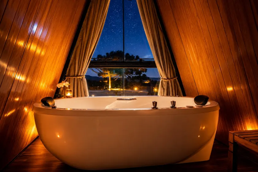 Romantic chalet with outdoor Jacuzzi and view - Image 1