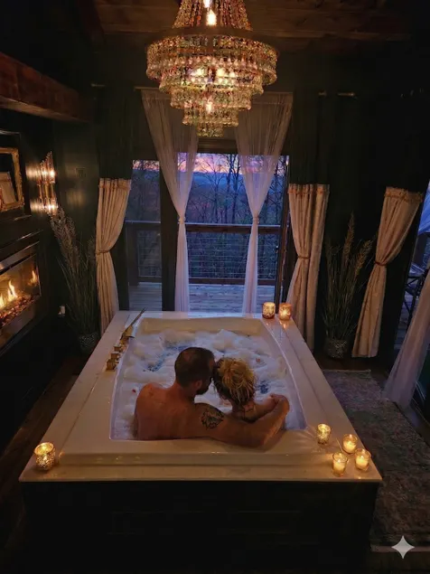 Adults Only: Covered Hot Tub Fireplace & TV - Image 1