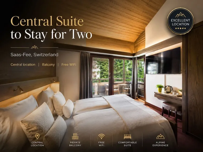 Central Saas-Fee Double Room w/ Mountain Views - Image 1