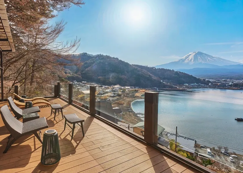 Exclusive rental villa with stunning views of Lake Kawaguchi and Mt. Fuji. Spacious covered balcony with sauna - Image 1