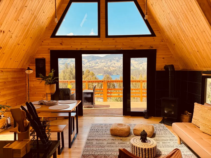 Chalet in reservoir, fireplace, terrace overlooking the lake - Image 1