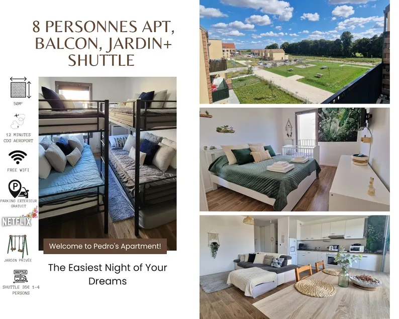 8 People • Balcony & Garden • 5 min CDG + Shuttle - Image 1