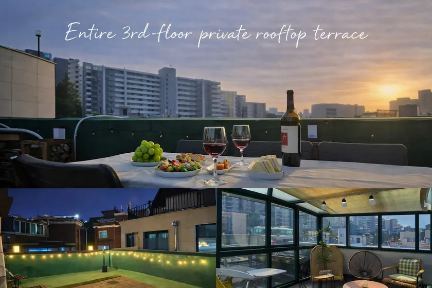 [Mapo Station 5 min, 3-room rooftop] 2nd floor, 3rd floor entirely private. Hongdae, Myeong-dong. Washer/dryer. Family. Children. Luggage storage. - Image 1