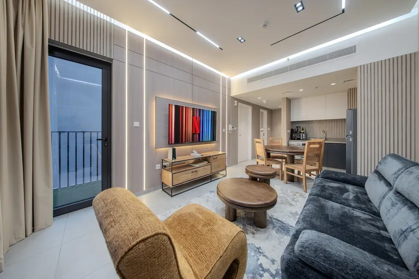 1BR Aljada Poolview Apartment - 2WC - Balcony - Riff - Image 1