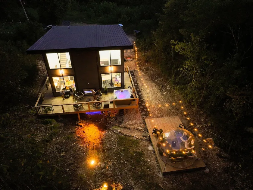 Glass Cabin Over Creek | Dome+Hot Tub+Grotto Pool - Image 1