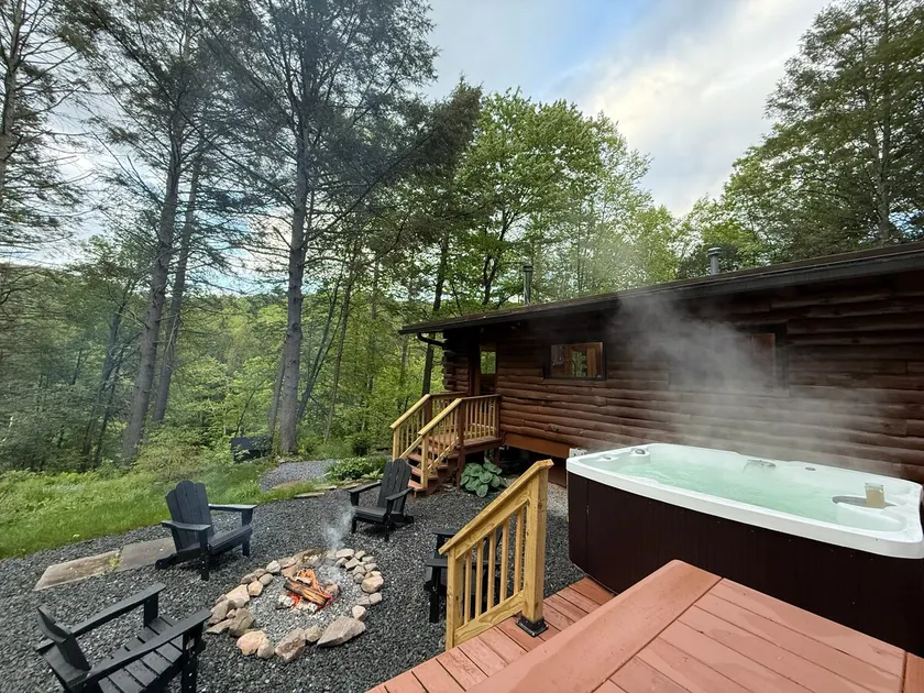 Modern Wood Log Cabin w/ Hot tub; Secluded Upstate - Image 1
