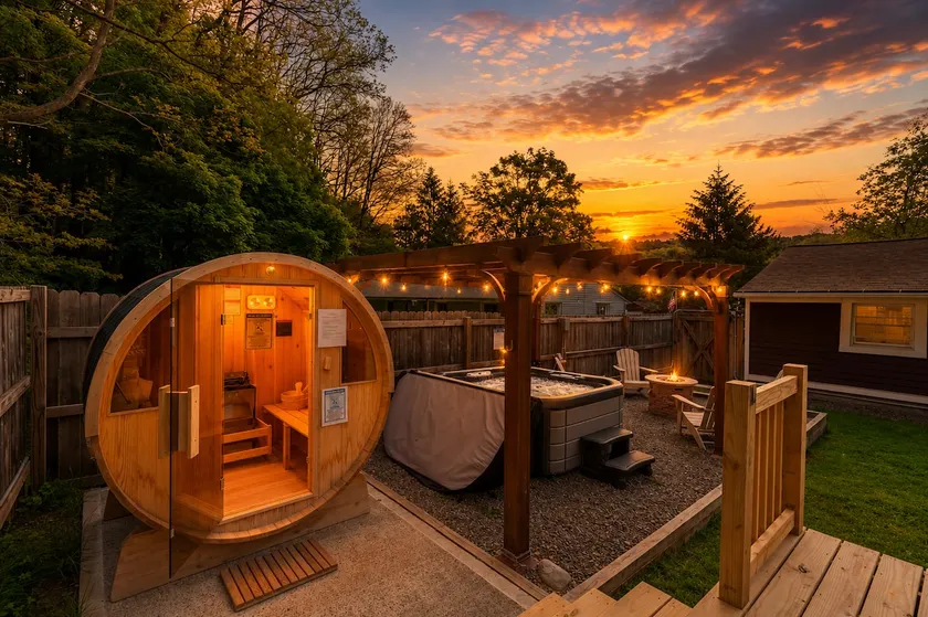 Girls Getaway, Hot Tub, Barrel Sauna, sleeps 8 - Image 1