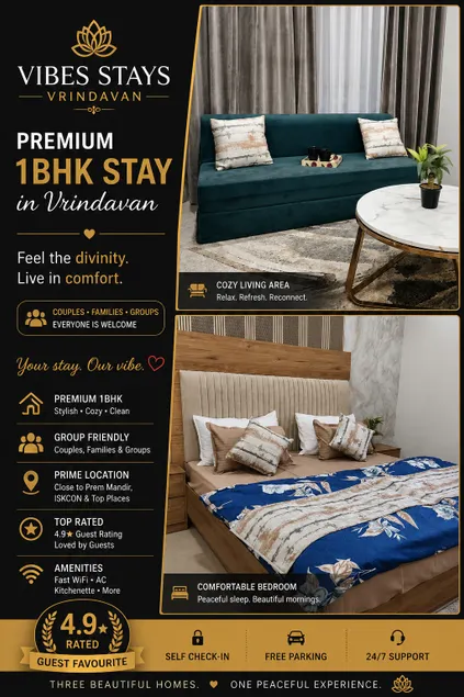 Kanha Vibes 1BHK with Kitchen & Balcony for Family - Image 1