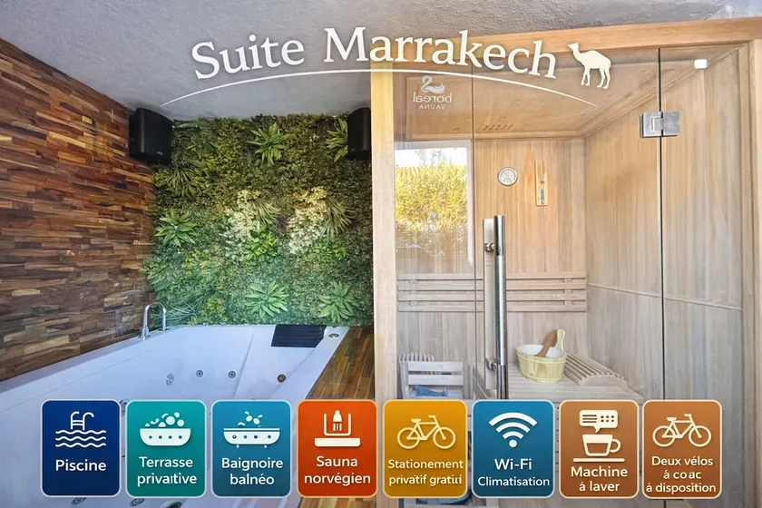 Suite Marrackech, Sauna, Jaccuzi , Piscine, vélo, Ardèche - Image 1