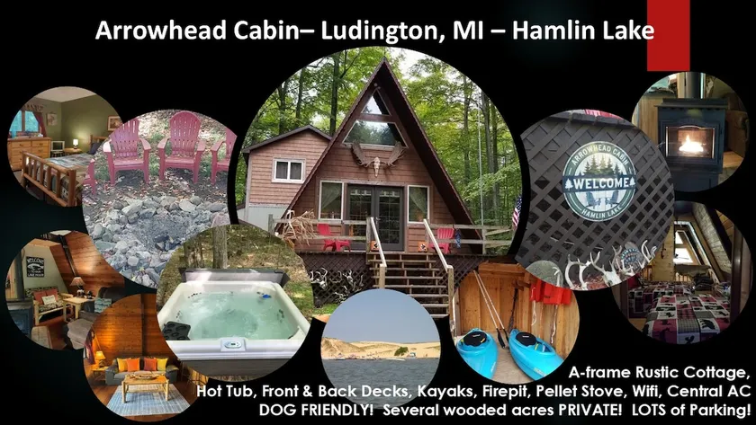 AFrame Cabin w/Acreage-Hamlin Lake-Hot Tub-Kayaks-Firepit-Dogs okay! No Fees! - Image 1