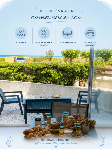 Le Refuge Marin - Vue Mer - Accès direct Plage - Terrasse - Climatisation - Place de Parking - Image 1