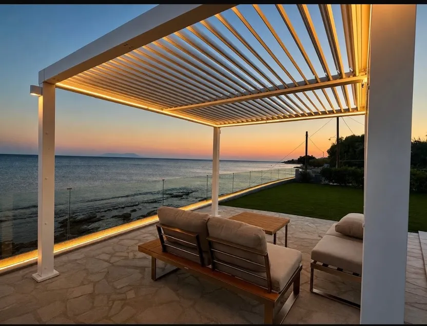 Aegean Horizon Seafront Luxury Villa Plomari Garden Level - Image 1