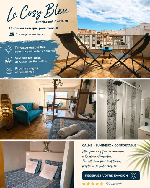 Le Cosy Bleu Canet-plage Terrace & Sun *air conditioning* - Image 1