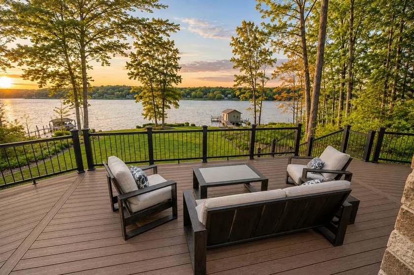 4BR lakefront villa w/ deck, fire pit, W/D, & dock - Image 1