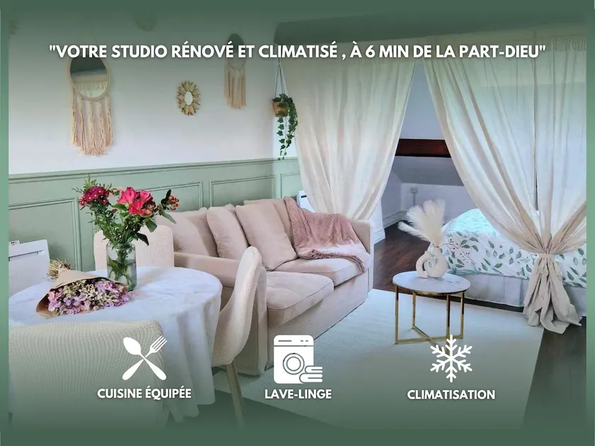 Studio Cosy Lyon 3e, Tram/Gare, Clim & Queen Size - Image 1