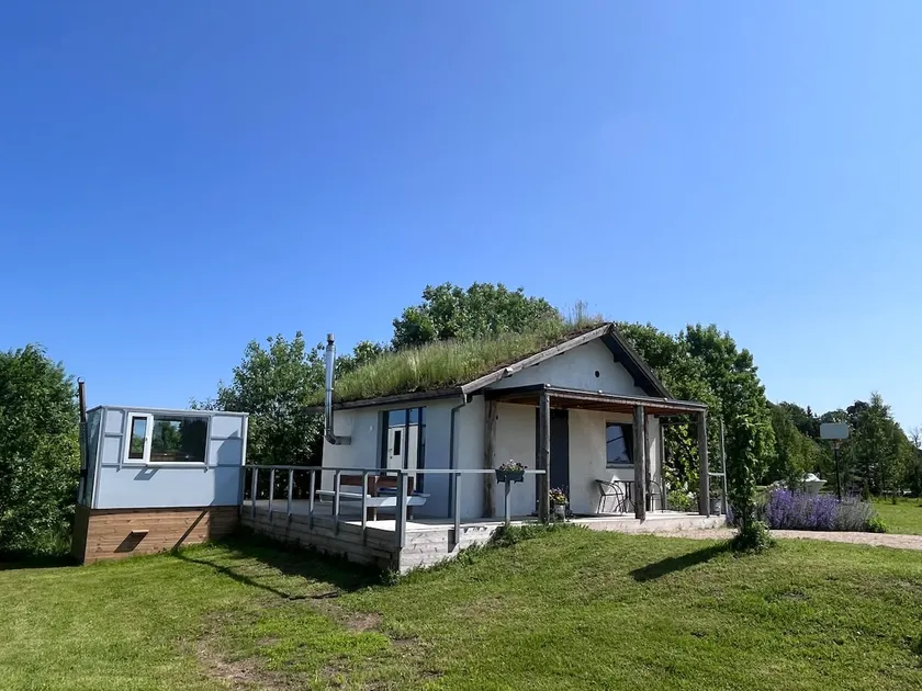 Cozy sauna house with grass roof - Image 1