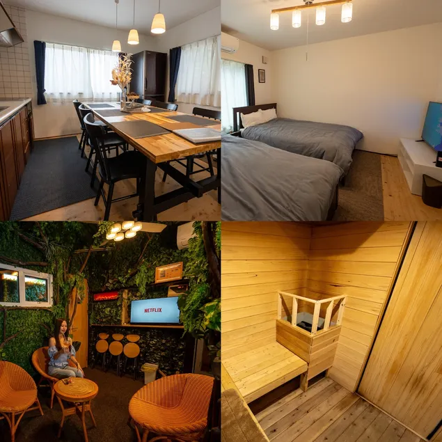 Subtropical sauna, BBQ, open-air bath. Maximum 8 people. Free parking. Shin-Sapporo Fukutoshin. - Image 1